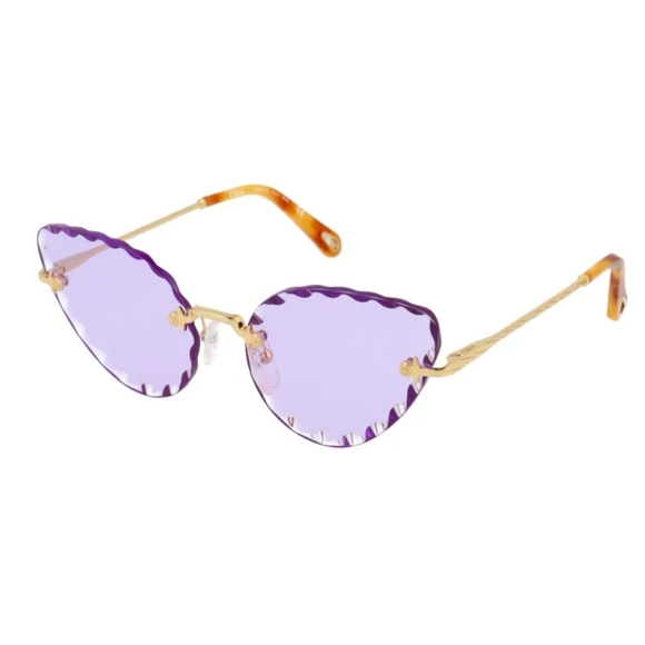 CHLOE Gold/Purple Cat Eye Sunglasses - Picture 2 of 9